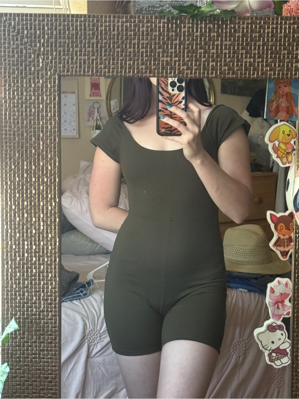 Motel Rocks Olive Green Sleeveless Romper